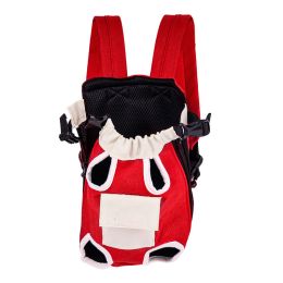 Dog Outing Shoulder Portable Pet Backpack (Option: Red and white-L)