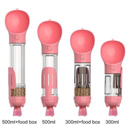 Pet Multi-functional Water Bottle (Option: Pink-500ml with food box)