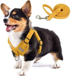 Velvet Dog Strap Reflective Breathable Dog Rope Pet (Option: Yellow-XXXS)