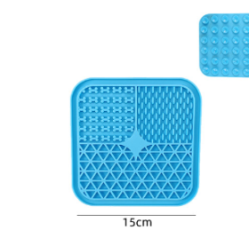 Sucker Slow Food Pad Shower Distracting Pet Pad Silicone Dog Licking Pad Slow Food Pad (Option: Blue-15cm-Square triple grid)