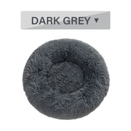 Fluffy Donut Dog Bed  Warm Soft Long Plush Pet Cushion Dog House Cat  Bed Washable Pet Sofa Mat Calming Samll Large Dog Beds (Option: XL-Dark Grey without zipper)