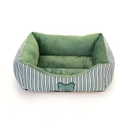 Bone Pattern Teddy Kennel Small And Medium-sized  For All Seasons (Option: Green-S)