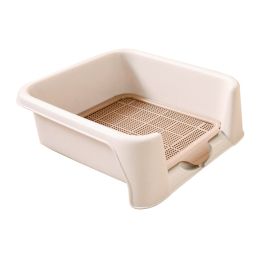 Dog Toilet Bedpan Flush Automatic Large Dog Anti-stepping Shit Toilet Supplies (Option: Beige-Small)