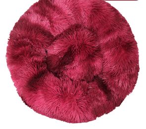 Solid Color Plush Warm Pet Kennel (Option: Tiedye wine red-110CM)