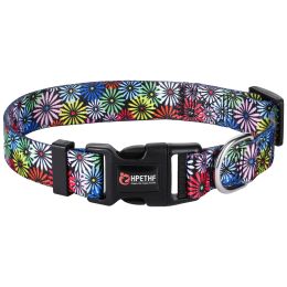 Digital Printing Adjustable Pet Collar (Option: Chrysanthemum-S)