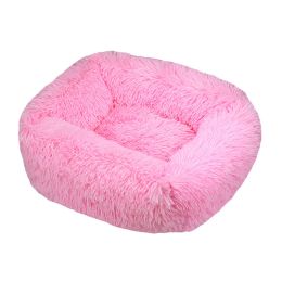 Winter Plush Pet Nest Square Mat (Option: Bright pink-2XL)