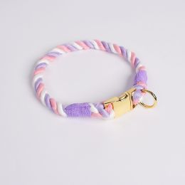 Woven Gradient Color Cotton String Dog Pet Traction Collar (Option: Collar Unicorn-S Collar)