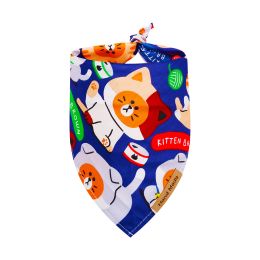 Cute Cartoon Pet Saliva Towel Spring And Summer (Option: Dark blue cat-M)