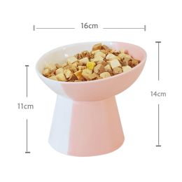 Ceramic Pet Slant Mouth Dog And Cat Food Bowl Set (Option: Pink-Slanting Bowl-L)