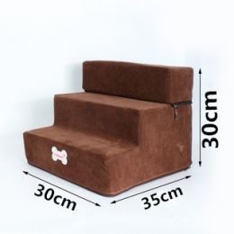 Pet Stairs Steps Cat And Dog Climb Stairs 3 Stairs Pet Bed Stairs (Option: Coffee-30x35x30cm)