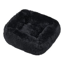 Winter Plush Pet Nest Square Mat (Option: Black-XL)