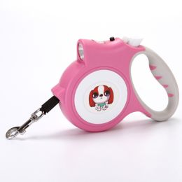 Pet Dog Rope With Light Automatic Traction Belt (Color: pink)