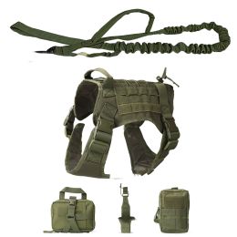 Outdoor Dog Vest Five Piece Suit Tactical Dog Clothing Dog Supplies (Option: Military green-XL)