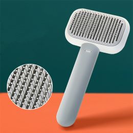 New Pet Cat Dog Hair Brush Hair Massage Comb Open-Knot Brush Grooming Cleaning Tool Stainless Steel Comb (Color: )