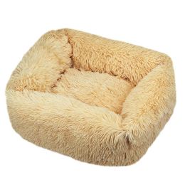 Winter Plush Pet Nest Square Mat (Option: Apricot-XL)