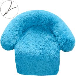 Zipper Dismantling And Washing Style Plush Dog Kennel Plush Blanket Pet Litter Sofa (Option: Blue-110x130cm)