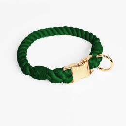 Woven Gradient Color Cotton String Dog Pet Traction Collar (Option: Collar Dark Green-S Collar)