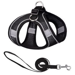 Vest-style Pet Harness Reflective Breathable Dog Hand Holding Rope Leash (Option: Black-XXS)