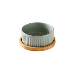 Ceramic Small Medium Large Dog Food Basin (Option: Light green single tray-Medium size 15.5cm)