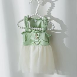 Thin Breathable Princess Skirt Small Dog Pet Clothing (Option: Imitation Silk Green-XS)