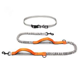 Multifunctional Running Reflective Double Telescopic Dog Leash Dog Chain Lead Rope (Option: Fluorescent Orange4212)