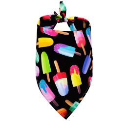 Pet Triangle Drool Towel Summer Fruit For Dogs (Option: Ice cream on a black base-M)