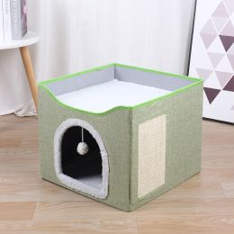 Indoor Foldable Stool Pet Cat Kennel (Option: Light Green-41x41x35cm)