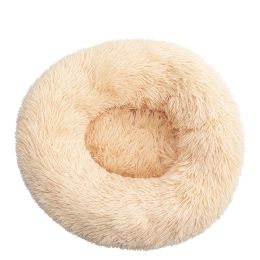 Kennel Round Cotton Pet Winter Warm Sleeping Bed For Dogs (Option: Apricot-50cm)