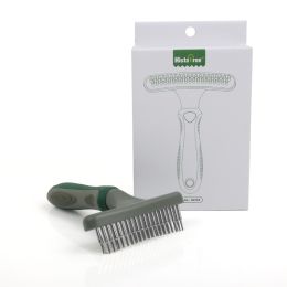 Pet Cleaning And Beauty Products Double Row Comb (Color: green)