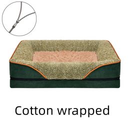 Pet Supplies Square Sofa Bed Dog Kennel Cat Litter Pet Pad (Option: Dark green brown-XL sponge)