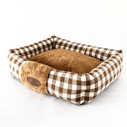 Home Fabric Plaid Square Cat Nest (Option: Khaki-Medium)