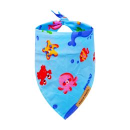 Cute Cartoon Pet Saliva Towel Spring And Summer (Option: Blue Bottom Sea World-M)