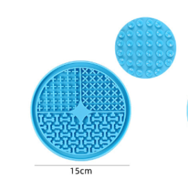 Sucker Slow Food Pad Shower Distracting Pet Pad Silicone Dog Licking Pad Slow Food Pad (Option: Blue-15cm-Round Bone)