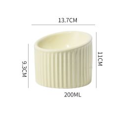 Ceramic Cat Bowl High Foot Protection Cervical Spine Dog Food Basin (Option: Small offwhite)