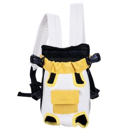 Dog Outing Shoulder Portable Pet Backpack (Option: Yellow and white-XL)