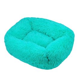 Winter Plush Pet Nest Square Mat (Option: Emerald color-XL)