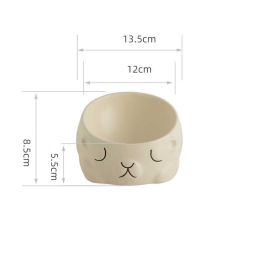 Ceramic Pet Bowl Cat Cartoon Creative (Option: Beige-160ML)