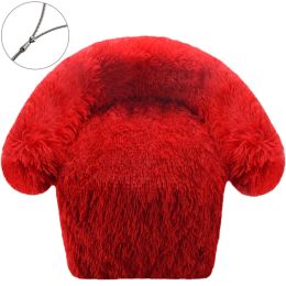 Zipper Dismantling And Washing Style Plush Dog Kennel Plush Blanket Pet Litter Sofa (Option: Red-110x130cm)