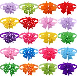 Pet Bow Tie Bow Dog Cat Headdress Solid Color Wave Point Hexagon (Option: )