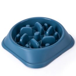 Anti Choking Slow Food Bowl Color Practical (Color: Dark Blue)