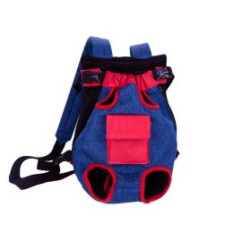 Dog Outing Shoulder Portable Pet Backpack (Option: Red and blue-L)