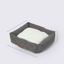 Pet Warm Plush Double-sided Detachable Bed Dog Kennel (Option: Dark Grey-L)