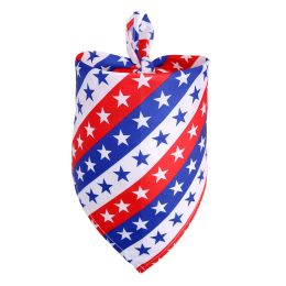 Pet Triangle Drool Towel Bib Supplies (Option: White blue and red stripes-M)