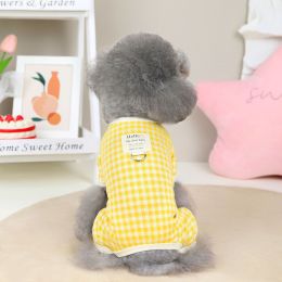 Pet Supplies Teddy Small Dog Plaid Four-legged Puppy Clothing (Option: Yellow-2XL)