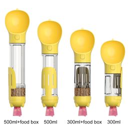 Pet Multi-functional Water Bottle (Option: Yellow-500ml with food box)