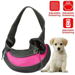 Pet Carrier for Dogs Cats Hand Free Sling Adjustable Padded Strap Tote Bag Breathable Shoulder Bag Carrying Small Dog Cat (Color: pink)