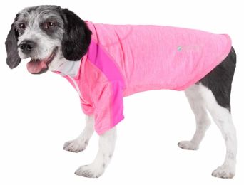 Pet Life Active 'Chewitt Wagassy' 4-Way Stretch Performance Long Sleeve Dog T-Shirt (Color: pink)