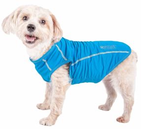 Pet Life Active 'Racerbark' 4-Way Stretch Performance Active Dog Tank Top T-Shirt (Color: Blue)