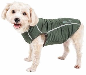 Pet Life Active 'Racerbark' 4-Way Stretch Performance Active Dog Tank Top T-Shirt (Color: green)