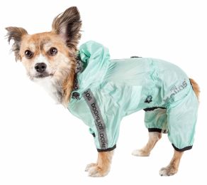 Dog Helios 'Torrential Shield' Waterproof Multi-Adjustable Full Bodied Pet Dog Windbreaker Raincoat (Color: green)